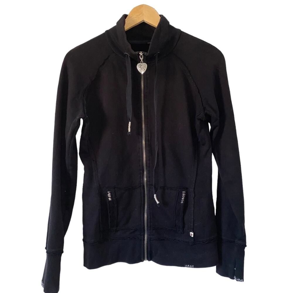 Twisted Heart America Black Jacket With Beaded Tie Dye Star Back Size Small ~